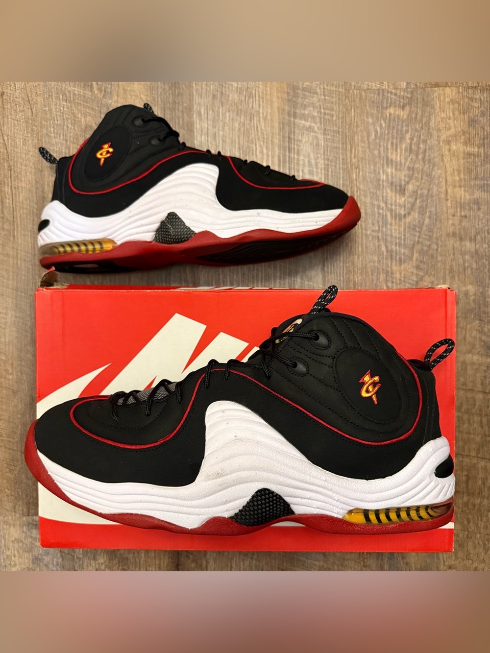 Nike Air Penny 2 II Miami Heat Black White Red Yellow